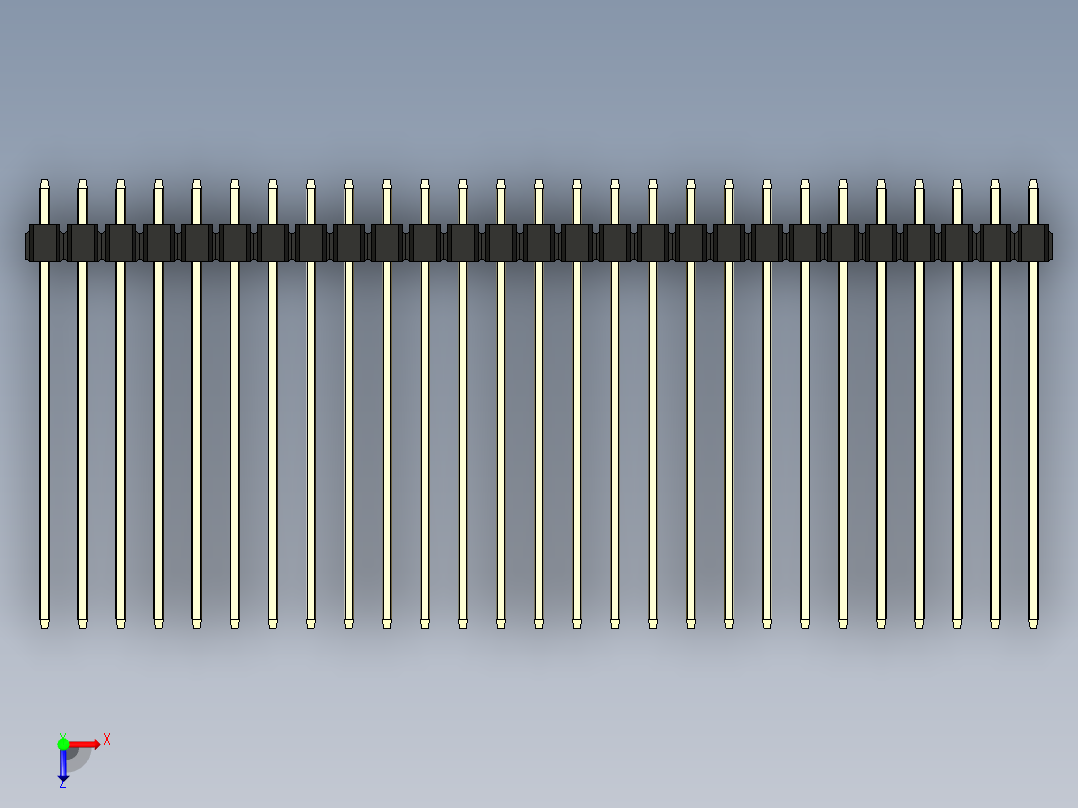彩色公头100mil（2.54mm）系列-DS1021_black_1x27p_100mil_Type43_rev1.0俯视图