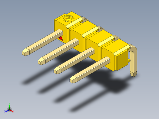 彩色公排针 100mil 2.54mm 系列-DS1022_yellow_1x04p_100mil_TypeD_rev1.0