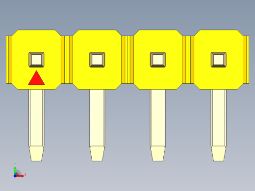 彩色公排针 100mil 2.54mm 系列-DS1022_yellow_1x04p_100mil_TypeD_rev1.0前视缩略图