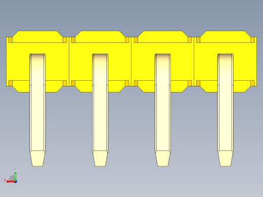 彩色公排针 100mil 2.54mm 系列-DS1022_yellow_1x04p_100mil_TypeD_rev1.0后视缩略图