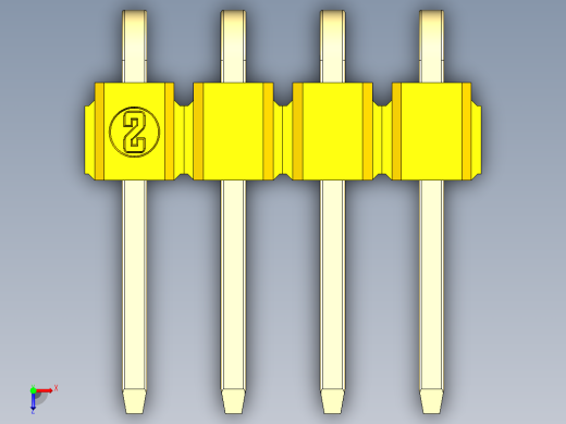 彩色公排针 100mil 2.54mm 系列-DS1022_yellow_1x04p_100mil_TypeD_rev1.0俯视缩略图