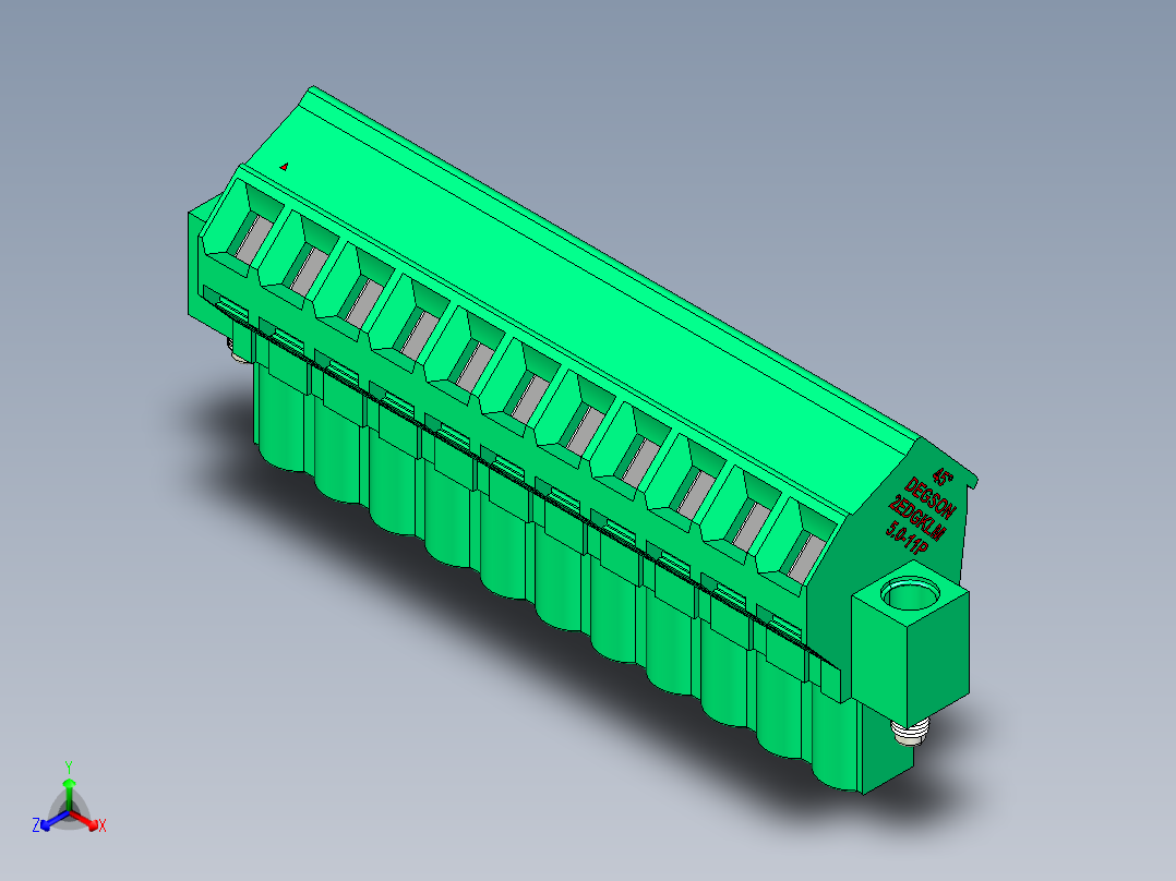 DEGSON 2EDG（M） 系列 5.0mm 螺丝锁紧可插拔接线端子组-2EDGKLM-5.0-11P-14-00AH主视图