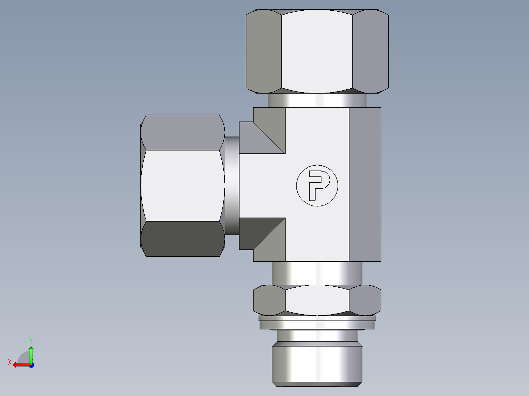 卡套式工业通用硬管接头EO_Adjustable_locknut_run_tee_LEE16ZSMCF后视图