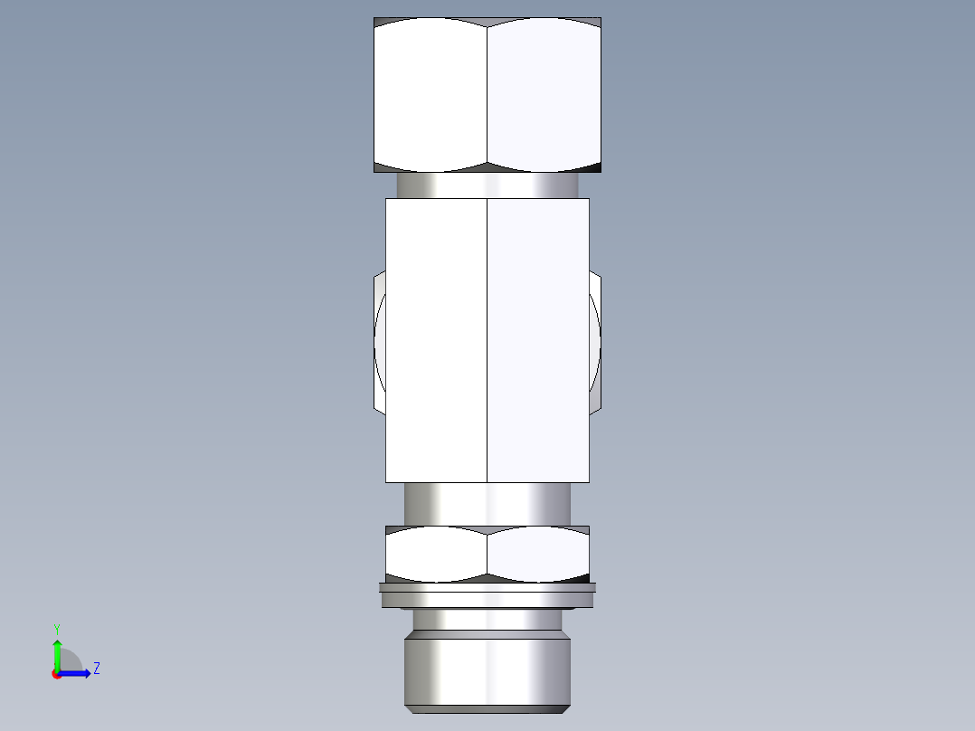卡套式工业通用硬管接头EO_Adjustable_locknut_run_tee_LEE16ZSMCF左视图