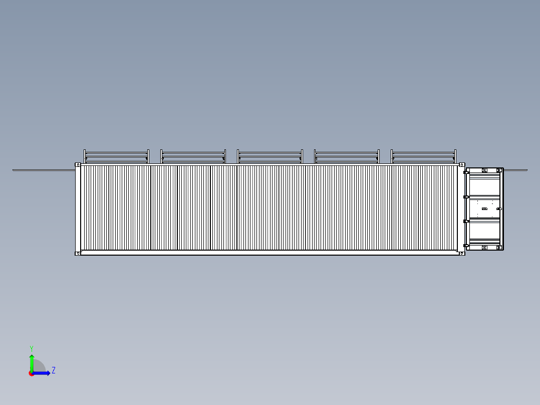 40英尺太阳能集装箱左视图