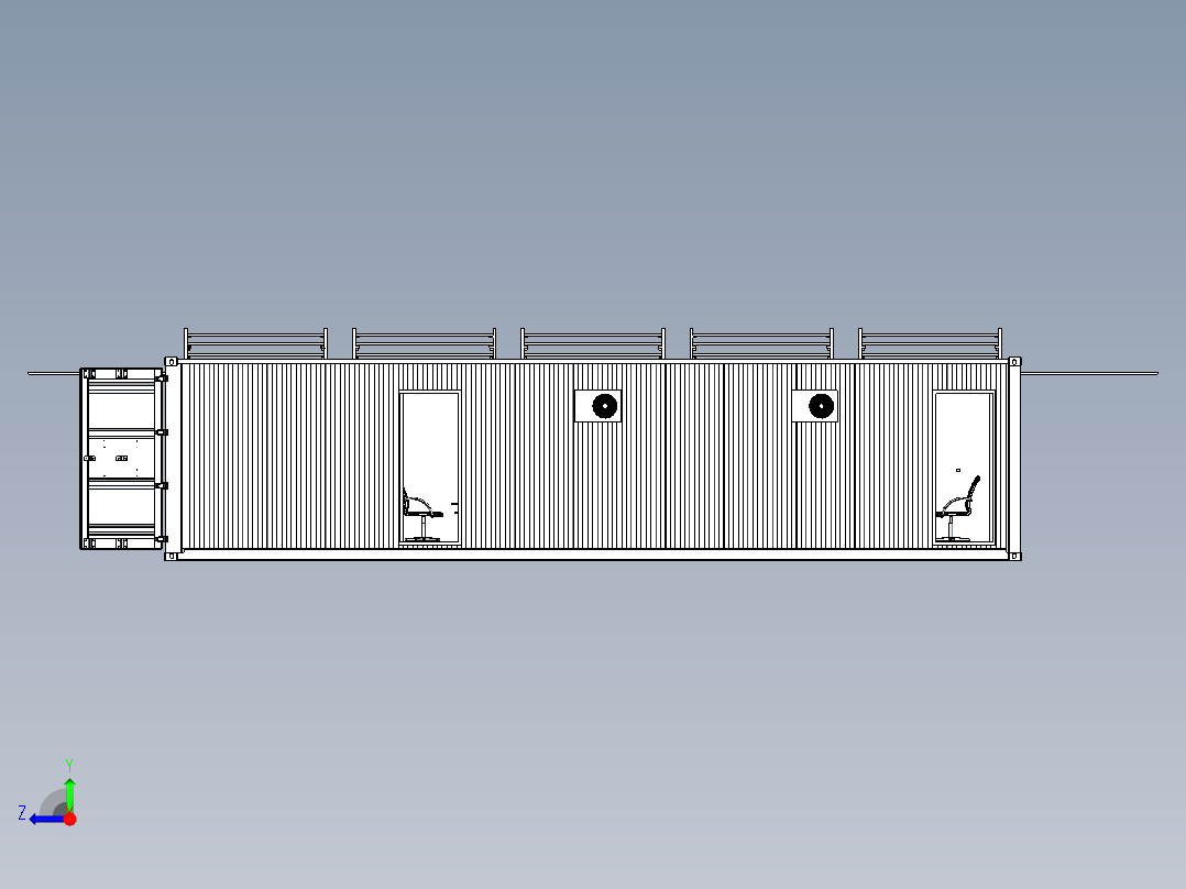 40英尺太阳能集装箱右视图