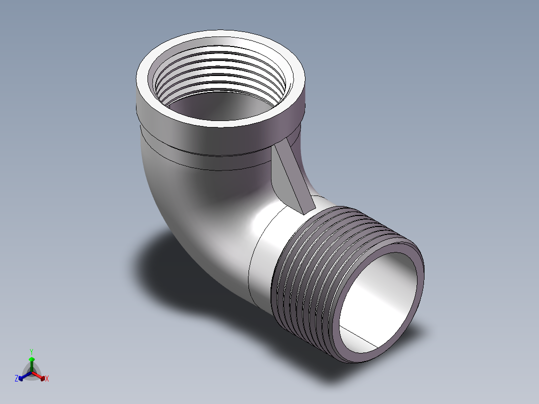 弯头-等径内外丝 DN25正等轴测图
