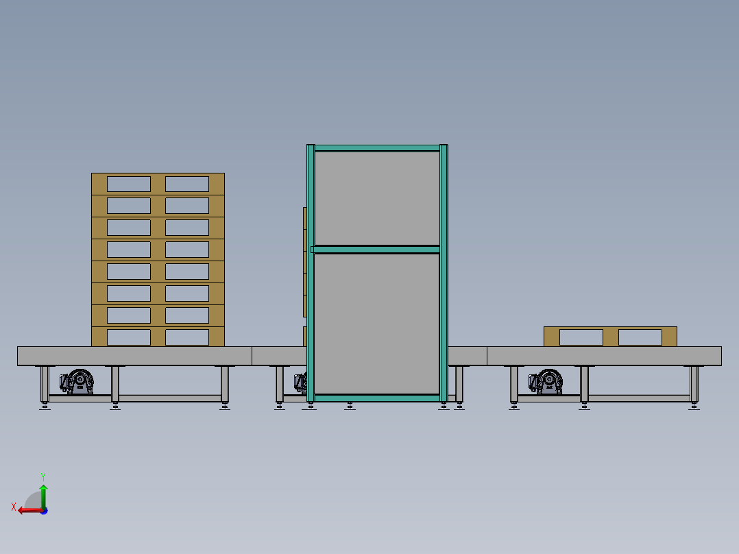 全自动卡板拆堆跺滚筒线设备后视图