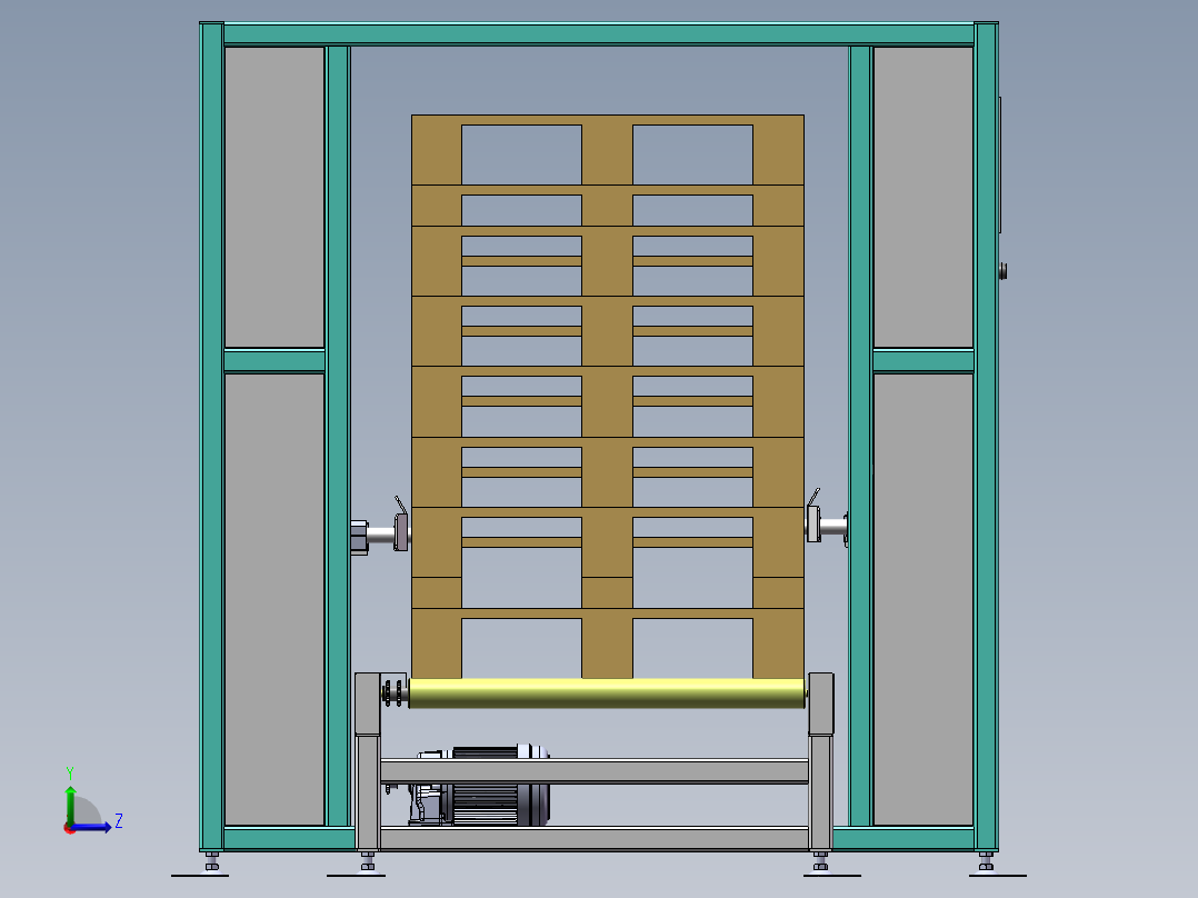 全自动卡板拆堆跺滚筒线设备左视图