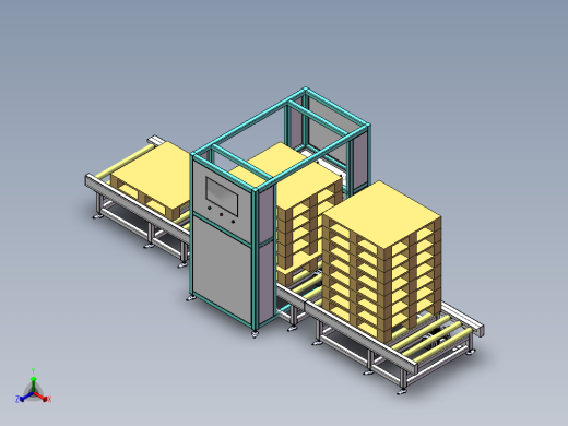 全自动卡板拆堆跺滚筒线设备正等轴测缩略图