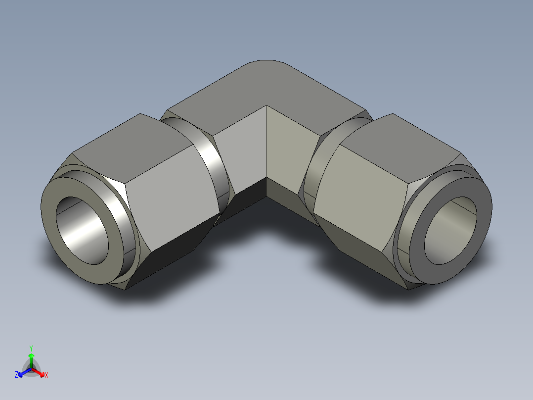 卡套式工业通用硬管接头8_ebu-s正等轴测图
