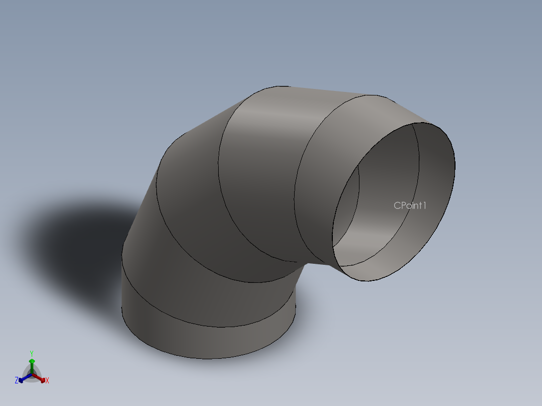 hvac round duct 90deg elbow主视图