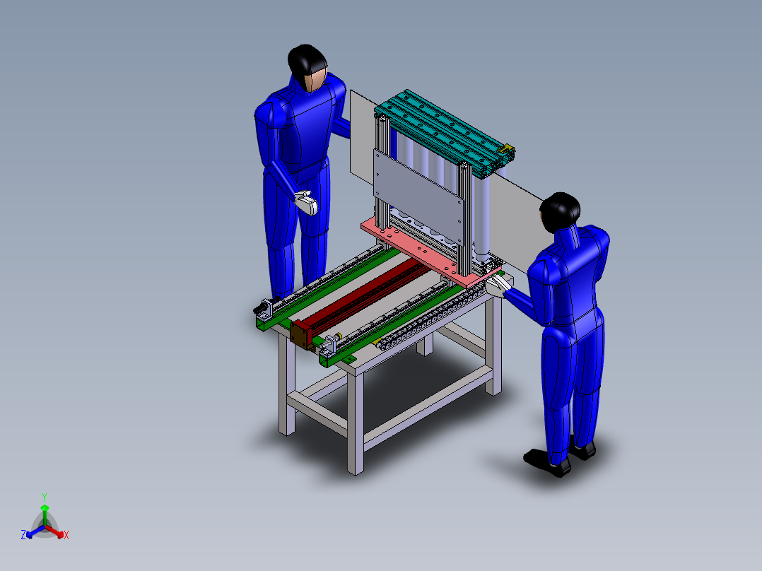 钣金压平卷弯机器正等轴测图