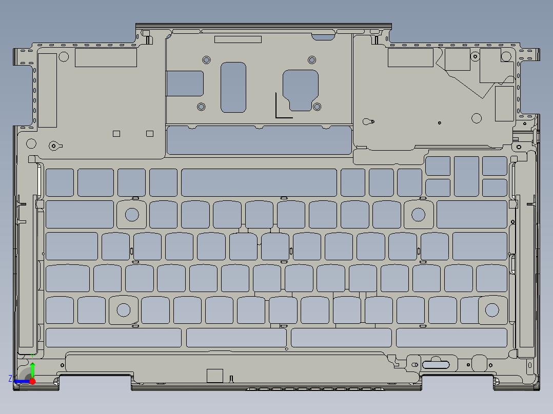 包胶版笔记本外壳铣侧孔程序模型右视图
