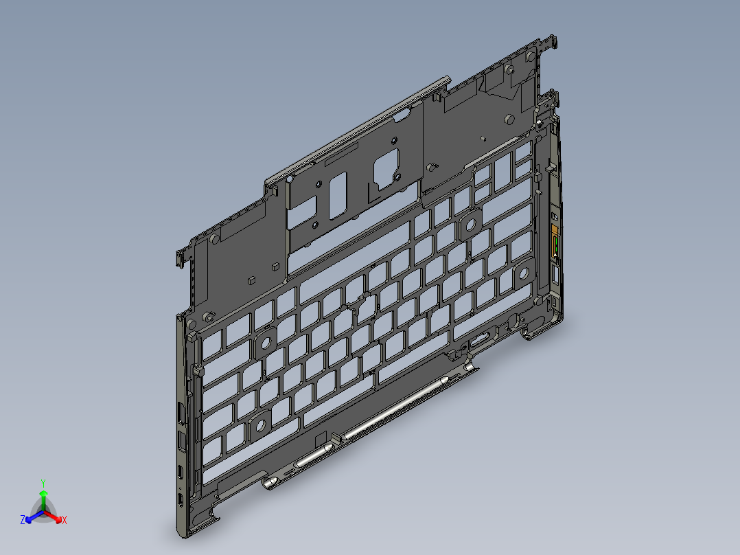 包胶版笔记本外壳铣侧孔程序模型正等轴测图