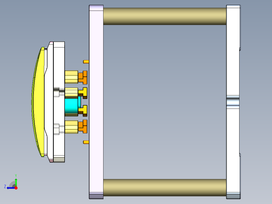 音响后盖铣外观面治具模型右视图