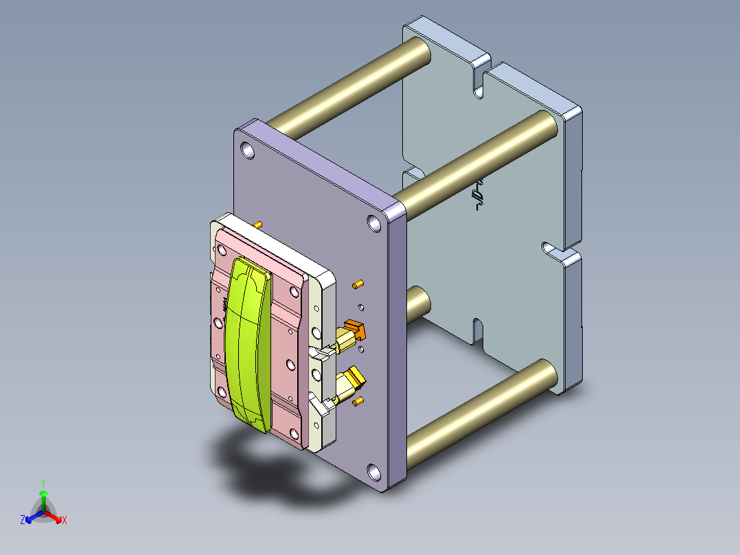 音响后盖铣外观面治具模型正等轴测图