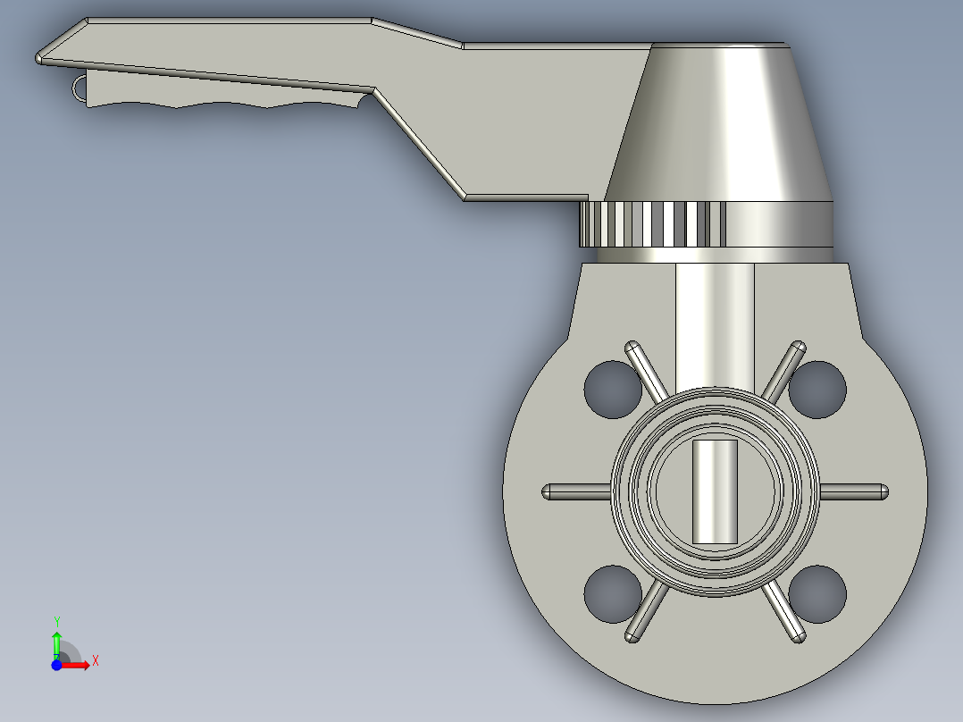UPVC手柄式蝶阀_DN-40前视图