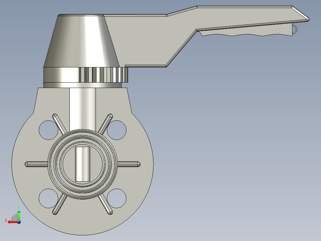 UPVC手柄式蝶阀_DN-40后视图