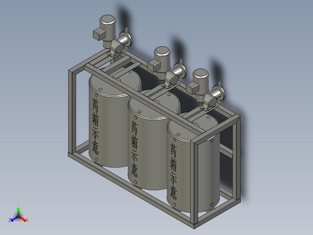 100x3药箱组件正等轴测图