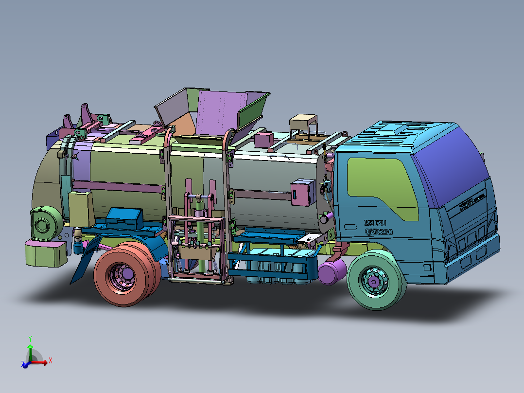 餐厨泔水垃圾车总体三维主视图