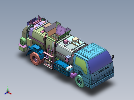 餐厨泔水垃圾车总体三维正等轴测缩略图