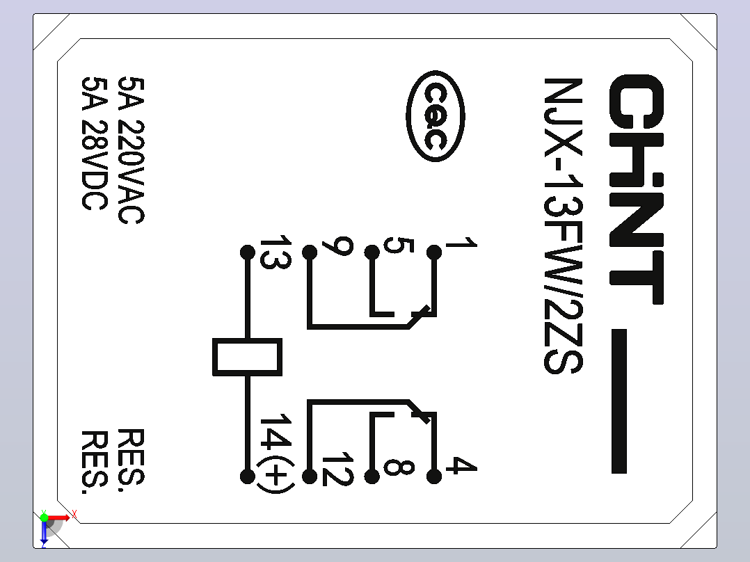 NJX-13FW_2ZS无氧化零飞弧电磁继电器三维模型202203俯视图