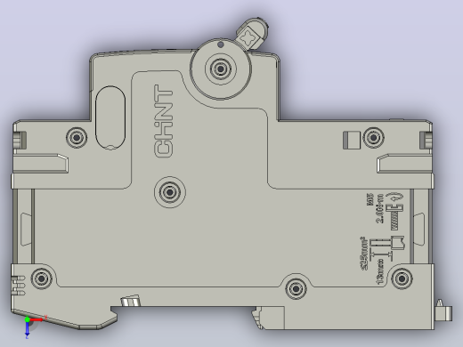 NB8LE-63M 1P&amp;N剩余电流动作断路器三维模型俯视缩略图