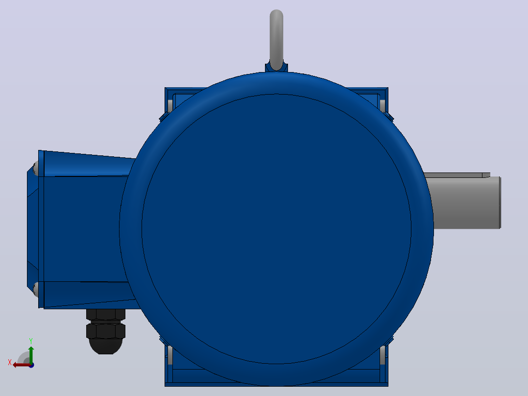 K67底脚轴伸式安装螺旋锥齿轮减速机K67-Y4-4P-10.42-M1-0°-A+B后视图