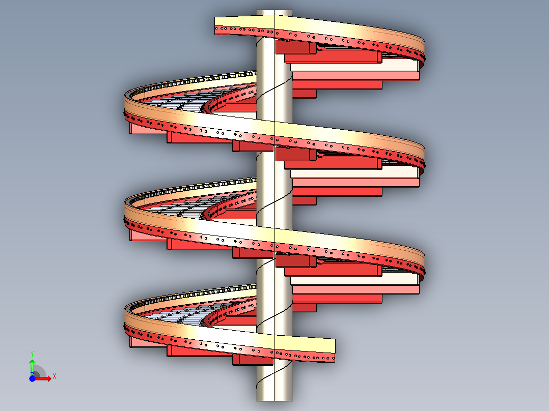 螺旋重力滚筒输送机滚筒输送带前视图