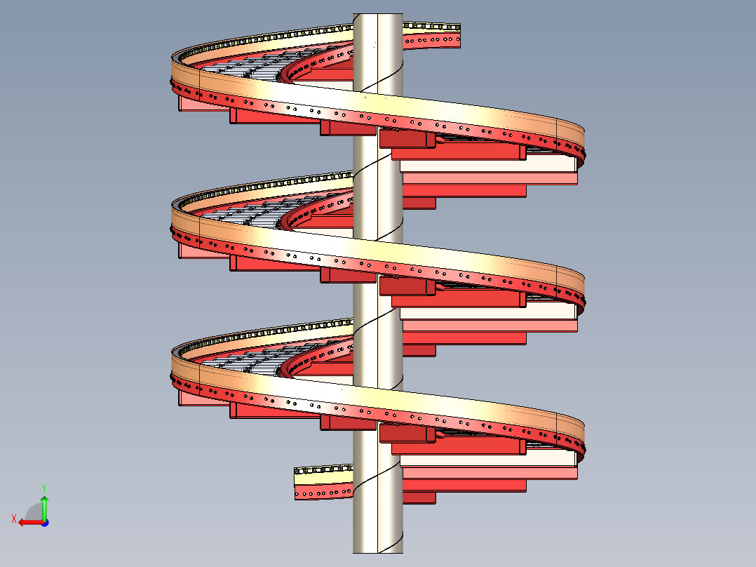 螺旋重力滚筒输送机滚筒输送带后视图
