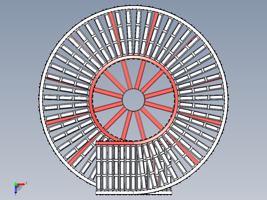 螺旋重力滚筒输送机滚筒输送带俯视图