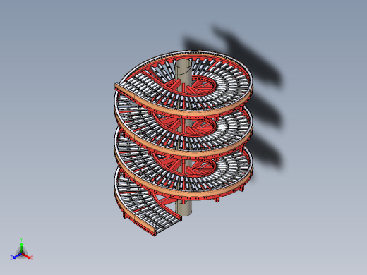 螺旋重力滚筒输送机滚筒输送带正等轴测缩略图