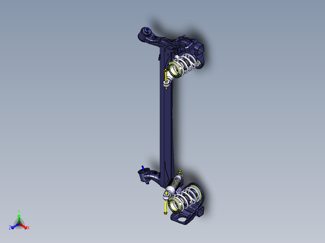 小型SUV悬架总成(麦弗逊+扭转梁)三维建模图纸 CATIA设计 附STP
