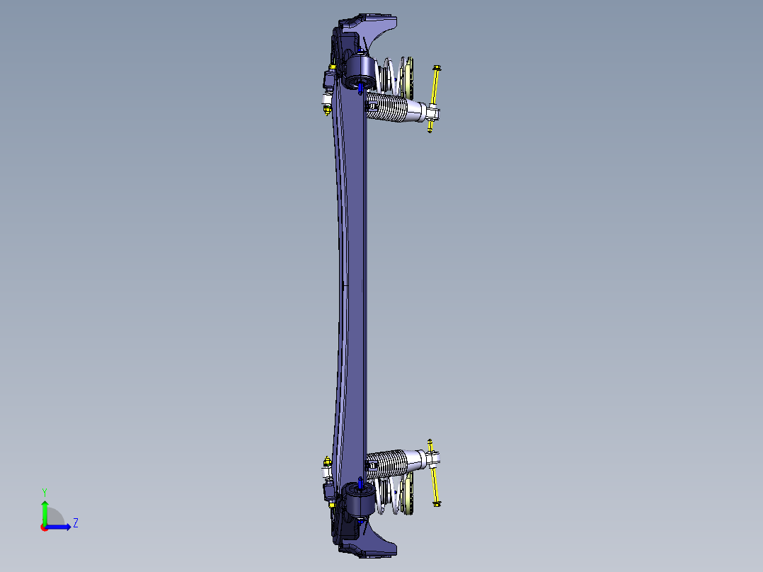 小型SUV悬架总成(麦弗逊+扭转梁)三维建模图纸 CATIA设计 附STP左视图