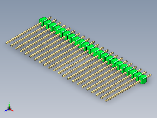 彩色公头100mil（2.54mm）系列-DS1021_green_1x22p_100mil_Type19_rev1.0