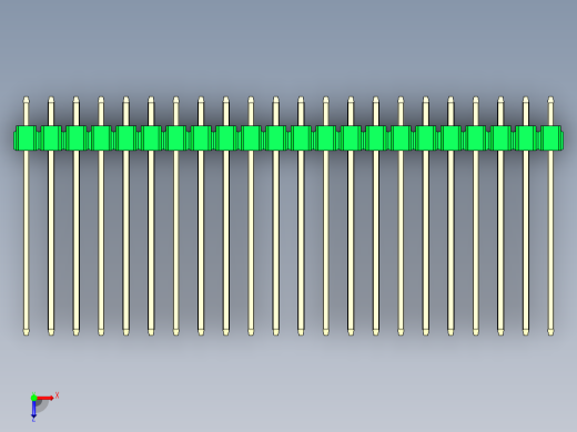 彩色公头100mil（2.54mm）系列-DS1021_green_1x22p_100mil_Type19_rev1.0俯视缩略图