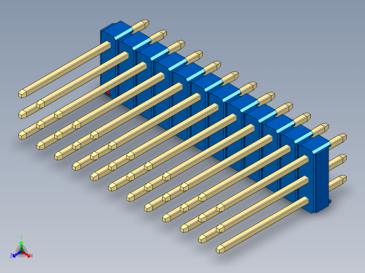 彩色公头100mil（2.54mm）系列-DS1021_blue_3x12p_100mil_Type5_rev1.0正等轴测缩略图