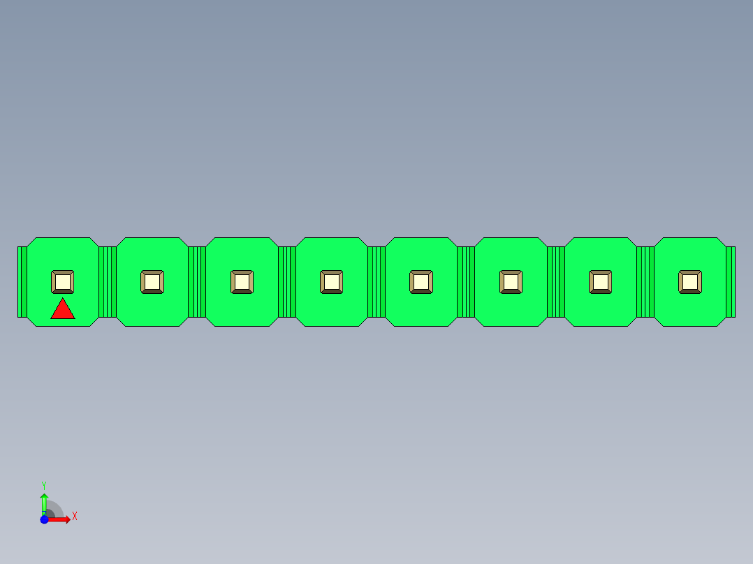 彩色公头100mil（2.54mm）系列-DS1021_green_1x08p_100mil_Type5_rev1.0前视图