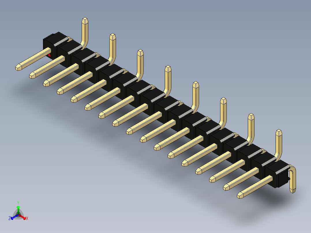 彩色公排针 100mil 2.54mm 系列-DS1022_black_17p_100mil_Type_SMT_R2_rev1.0主视图