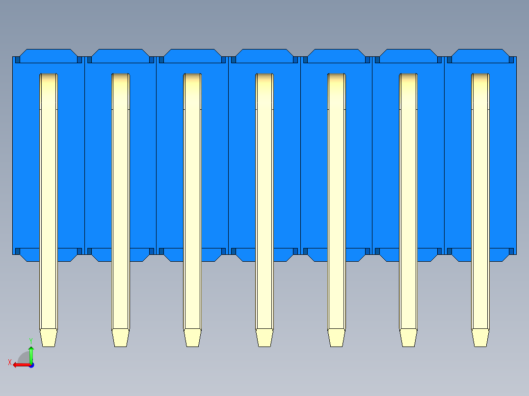 彩色公排针 100mil 2.54mm 系列-DS1022_blue_3x07p_100mil_TypeD_rev1.0后视图