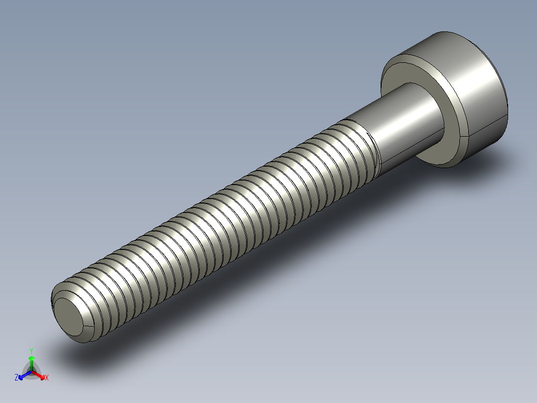 M3 x 0.5mm Thread 22mm LONG SOCKET HEAD CAP SCREW.STEP正等轴测图