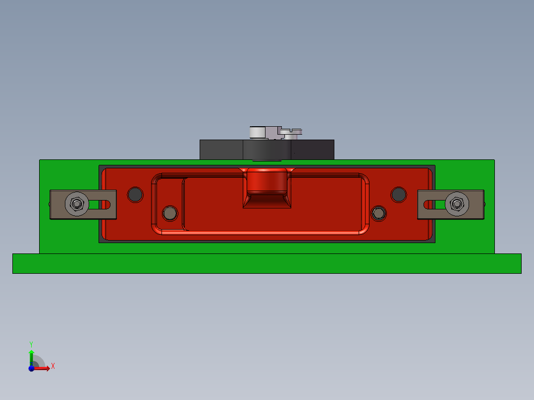 前横架加工工艺及钻凸台单独M12底孔夹具设计【含三维SolidWorks】【原创设计】前视图