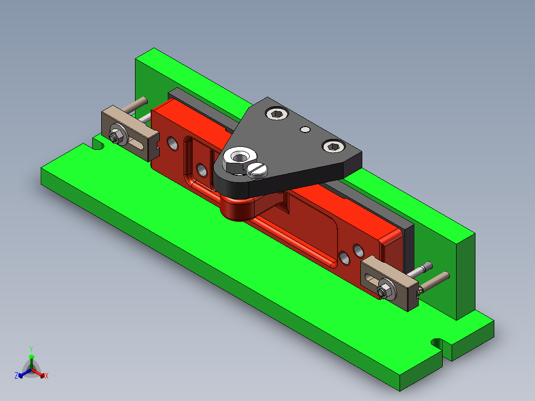 前横架加工工艺及钻凸台单独M12底孔夹具设计【含三维SolidWorks】【原创设计】正等轴测图
