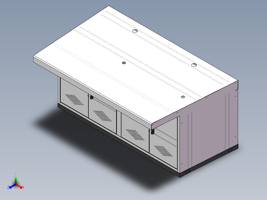 两工位控制台正等轴测图