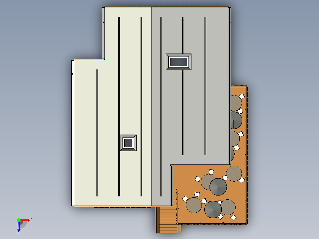 二层洋楼3D数模图纸俯视图