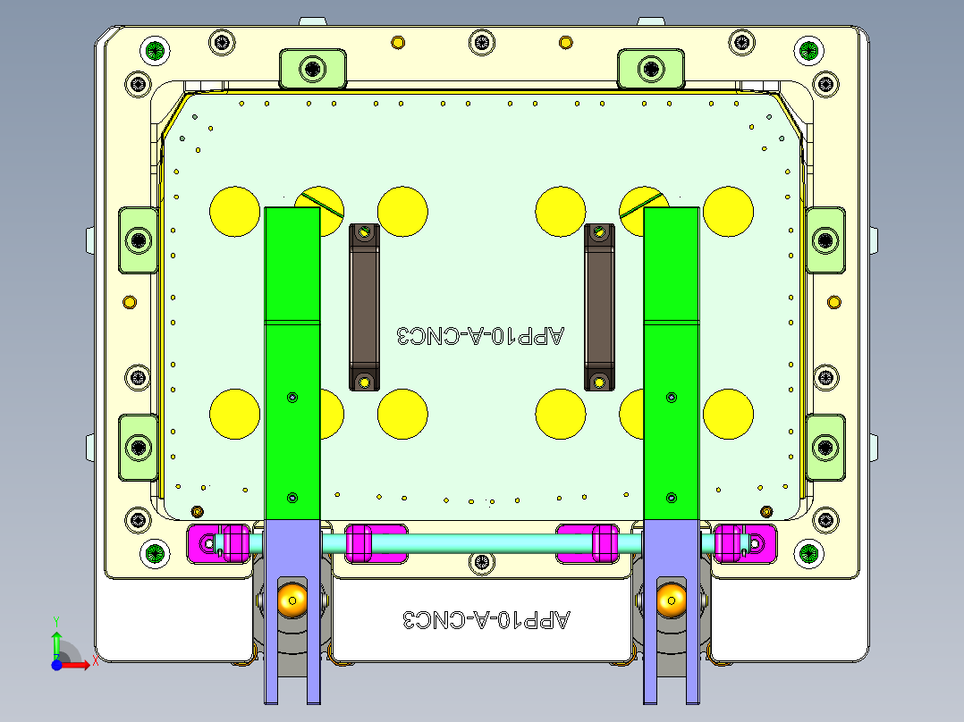 aap10_lcd_cover_al-笔记本CNC工装夹具三维模型CNC3-1110前视图
