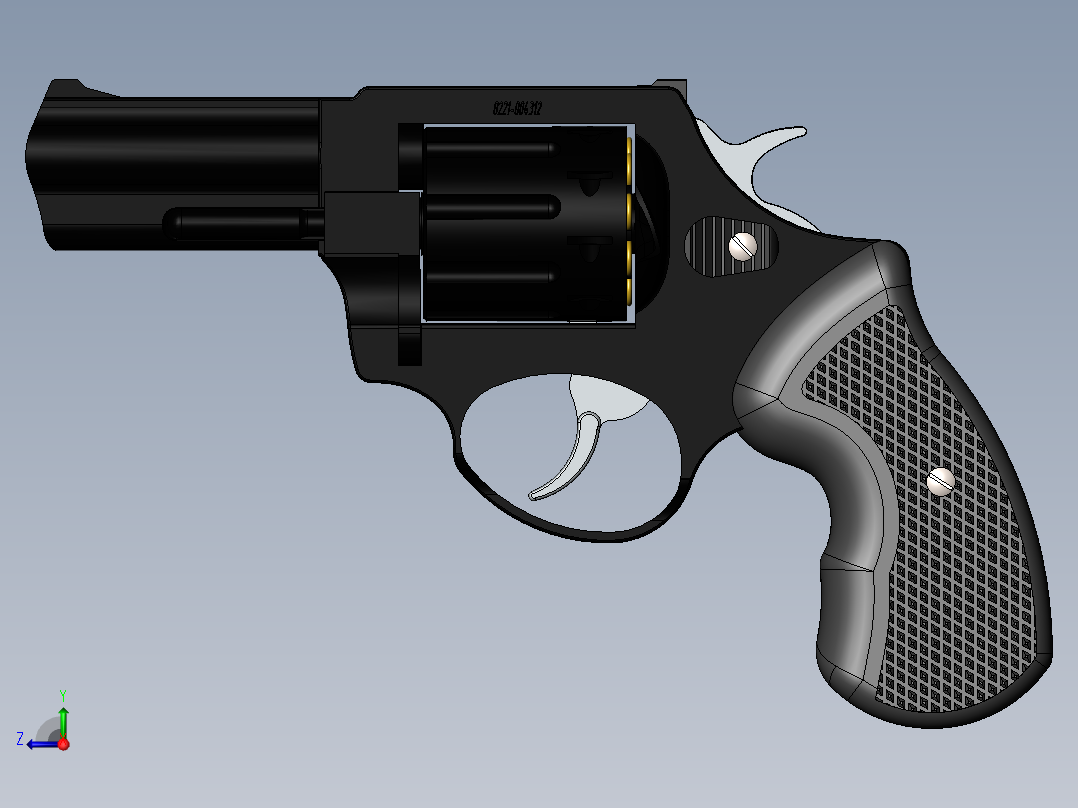 手枪左轮冲锋枪老式狙击步枪设计3D图纸revolver-22-lr SW STP右视图