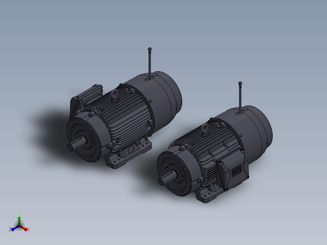 Nema W22制动电机Weg框架324T正等轴测图