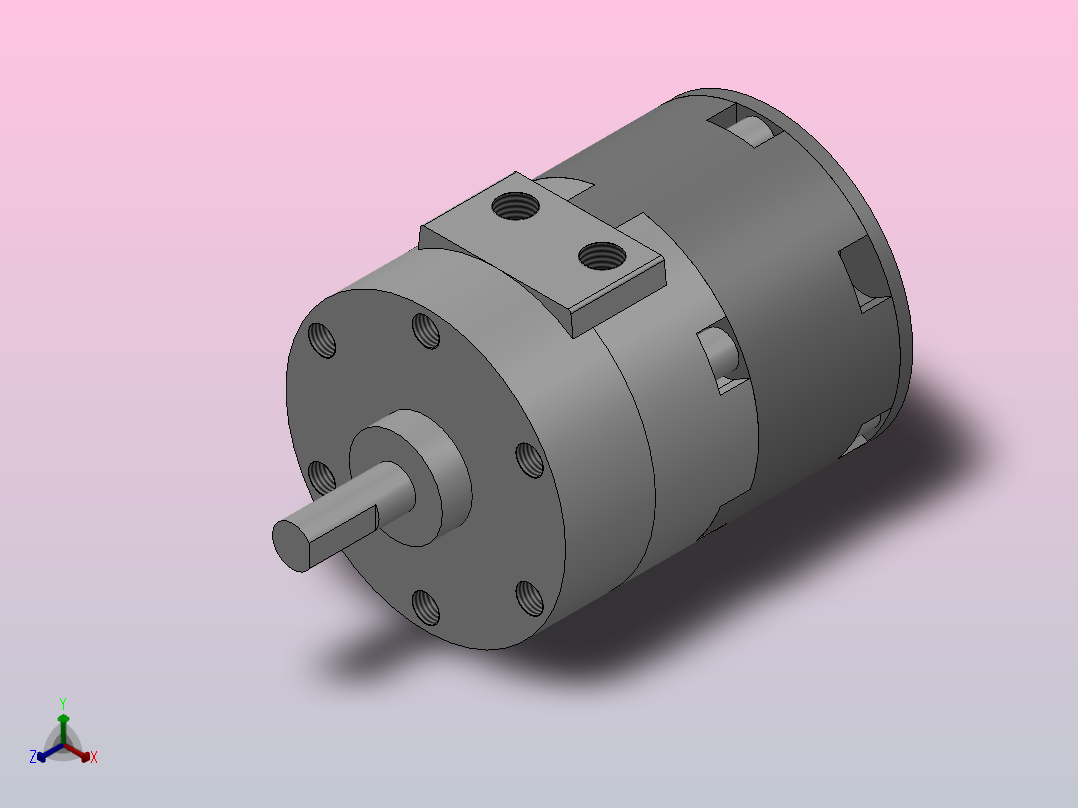 CRB2 叶片旋转气缸(带角度调整单元)[CRB2BWU20-90SZ]正等轴测图